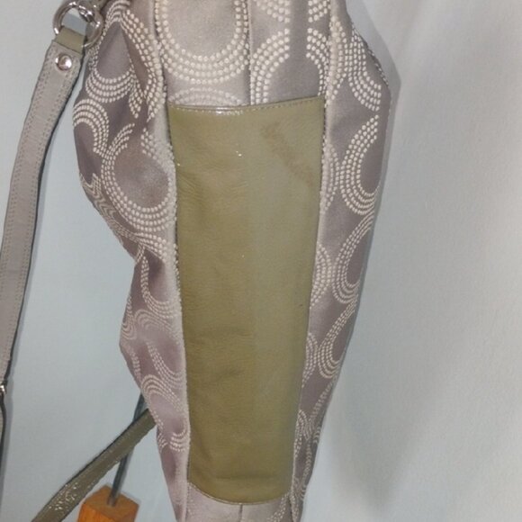 COACH Ashley Dotted Op Art Olive Green Gray Convertible Satchel Bag Shoulder Bag - Picture 12 of 12